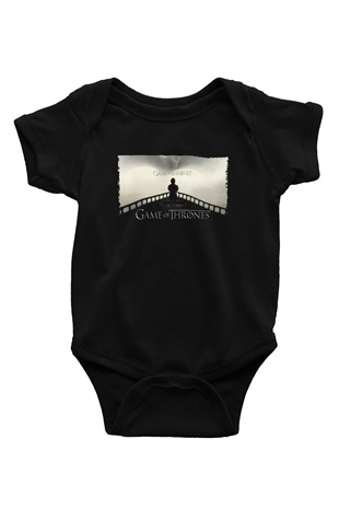 Unisex Game of Thrones Baskılı Siyah Bebek Body - Zıbın