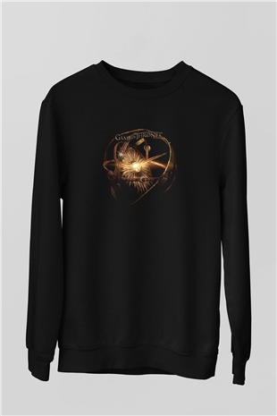 Unisex Game of Thrones Baskılı Siyah Sweatshirt