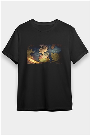Game of Thrones Baskılı Siyah T-shirt