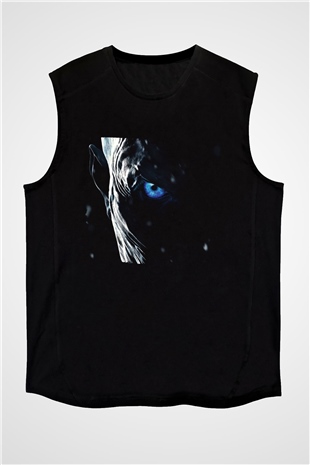 Unisex Game of Thrones Baskılı Siyah Unisex Kolsuz Tişört