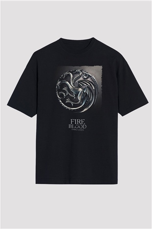 Unisex Game of Thrones Siyah Unisex Oversize Tshirt