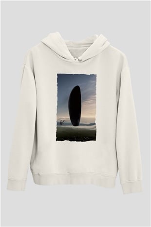 Unisex Geliş Arrival Baskılı Beyaz Kapüşonlu Sweatshirt