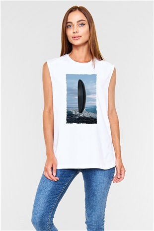 Unisex Geliş Arrival Baskılı Beyaz Kolsuz Tshirt
