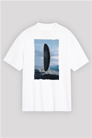 Unisex Geliş Arrival Baskılı Beyaz Oversize Oversize T-shirt