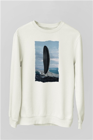Unisex Geliş Arrival Baskılı Beyaz Sweatshirt