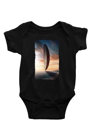 Unisex Geliş (Arrival) Baskılı Siyah Bebek Body - Zıbın