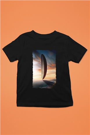 Unisex Geliş (Arrival) Baskılı Siyah Çocuk Tişört