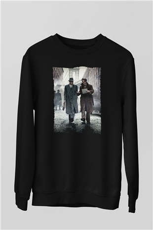 Unisex Genius Baskılı Siyah Sweatshirt