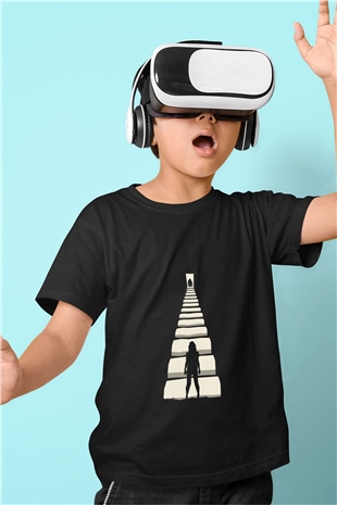 Unisex Gizli Gerçek (Run) Baskılı Siyah Çocuk Tshirt
