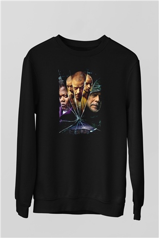 Unisex Glass Baskılı Siyah Sweatshirt