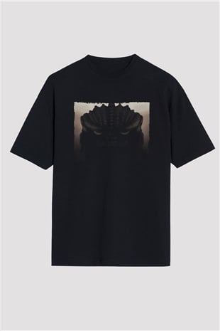Unisex Godzilla Baskılı Siyah Oversize T-shirt