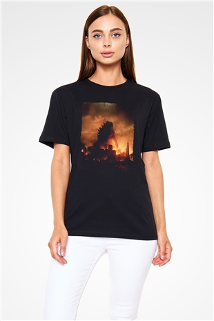 Godzilla Baskılı Siyah Tshirt