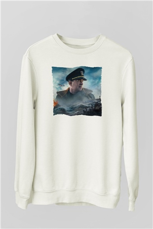 Unisex Greyhound Baskılı Beyaz Sweatshirt