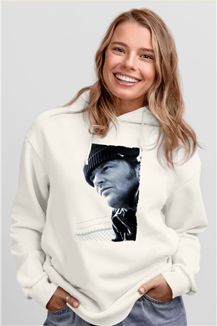 Unisex Guguk Kuşu (One Flew Over the Cuckoos Nest) Baskılı Beyaz Kapüşonlu Sweatshirt
