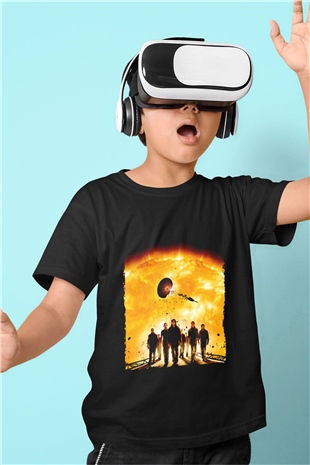 Unisex Gün Işığı (Sunshine) Baskılı Siyah Çocuk T-Shirt