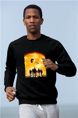 Unisex Gün Işığı (Sunshine) Baskılı Siyah Sweatshirt