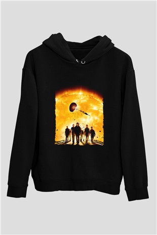 Unisex Gün Işığı (Sunshine) Baskılı Siyah Kapüşonlu Sweatshirt