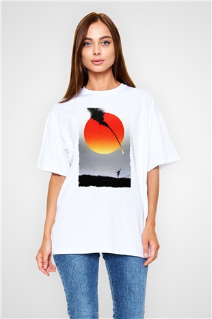 Unisex Güneş İmparatorluğu (Empire of the Sun) Baskılı Beyaz Oversize Oversize T-shirt