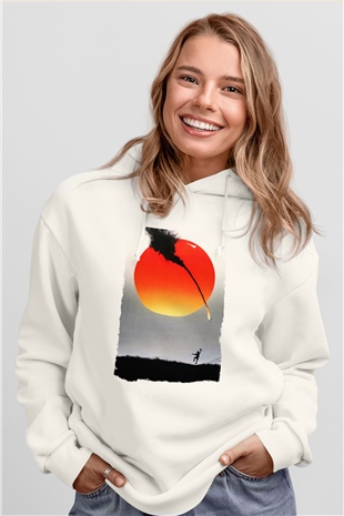 Unisex Güneş İmparatorluğu (Empire of the Sun) Baskılı Beyaz Kapüşonlu Sweatshirt
