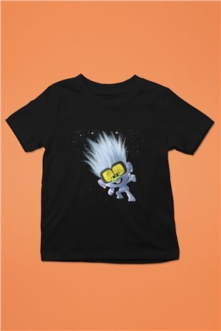 Unisex Guy Diamond Baskılı Siyah Çocuk T-Shirt