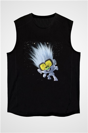 Unisex Guy Diamond Baskılı Siyah Kolsuz T-shirt