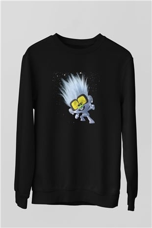 Unisex Guy Diamond Baskılı Siyah Sweatshirt