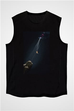Unisex Hâkimiyet (Jurassic World Dominion) Baskılı Siyah Kolsuz T-shirt