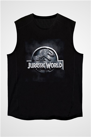 Unisex Hâkimiyet (Jurassic World Dominion) Baskılı Siyah Kolsuz Tişört