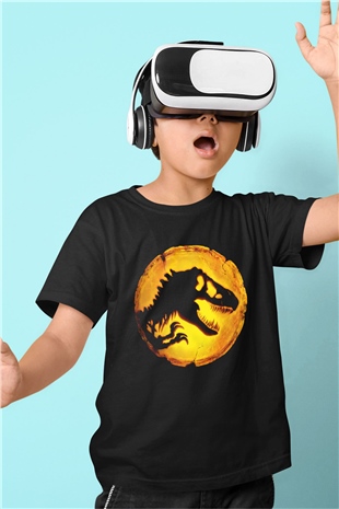 Unisex Hâkimiyet (Jurassic World Dominion) Baskılı Siyah Çocuk Tshirt