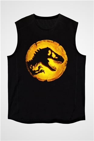 Unisex Hâkimiyet (Jurassic World Dominion) Baskılı Siyah Kolsuz Tshirt