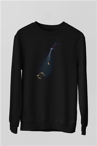 Unisex Hâkimiyet (Jurassic World Dominion) Baskılı Siyah Sweatshirt