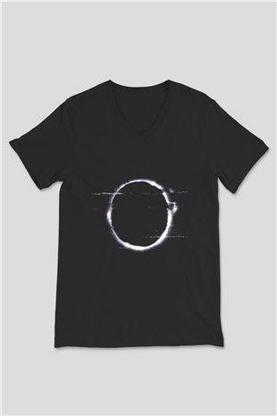 Unisex Halka (The Ring) Baskılı Siyah V Yaka Tişört