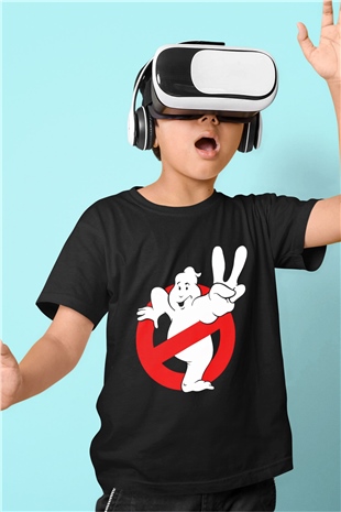 Unisex Hayalet Avcıları (Ghostbusters) Baskılı Siyah Çocuk Tshirt