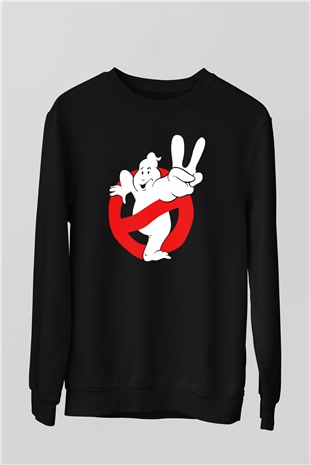 Unisex Hayalet Avcıları (Ghostbusters) Baskılı Siyah Sweatshirt