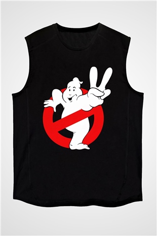 Unisex Hayalet Avcıları (Ghostbusters) Baskılı Siyah Kolsuz Tshirt