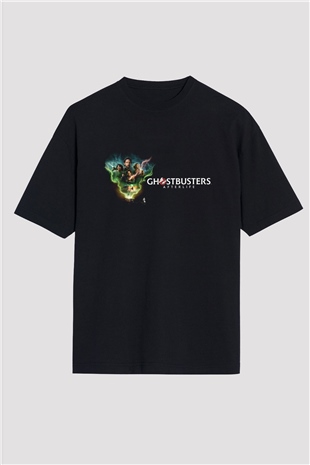Unisex Hayalet Avcıları Öteki Dünya (Ghostbusters Afterlife) Baskılı Siyah Oversize Tshirt