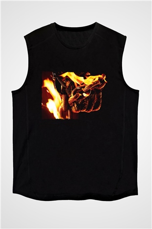 Unisex Hayalet Sürücü 2 İntikam Ateşi (Ghost Rider Spirit of Vengeance) Baskılı Siyah Kolsuz Tişört