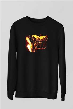Unisex Hayalet Sürücü 2 İntikam Ateşi (Ghost Rider Spirit of Vengeance) Baskılı Siyah Sweatshirt
