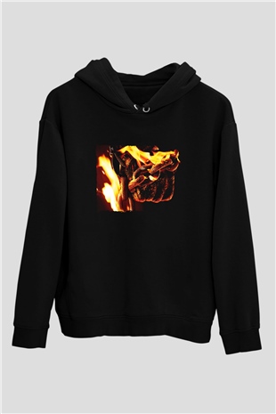 Unisex Hayalet Sürücü 2 İntikam Ateşi (Ghost Rider Spirit of Vengeance) Baskılı Siyah Kapüşonlu Sweatshirt