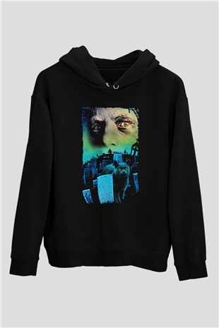 Unisex Hayvan Mezarlığı (Pet Sematary) Baskılı Siyah Kapüşonlu Sweatshirt
