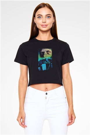 Unisex Hayvan Mezarlığı (Pet Sematary) Baskılı Siyah Crop Top Tişört