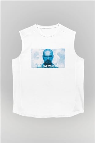 Unisex Heisenberg - Breaking Bad Baskılı Beyaz Kolsuz Tişört