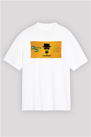Unisex Heisenberg - Breaking Bad Baskılı Beyaz Oversize Oversize T-shirt