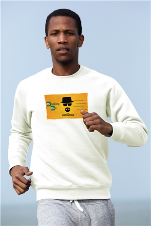 Unisex Heisenberg - Breaking Bad Baskılı Beyaz Sweatshirt
