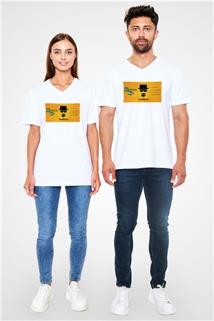 Unisex Heisenberg - Breaking Bad Baskılı Beyaz V Yaka Tshirt