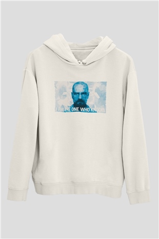 Unisex Heisenberg - Breaking Bad Baskılı Beyaz Kapüşonlu Sweatshirt