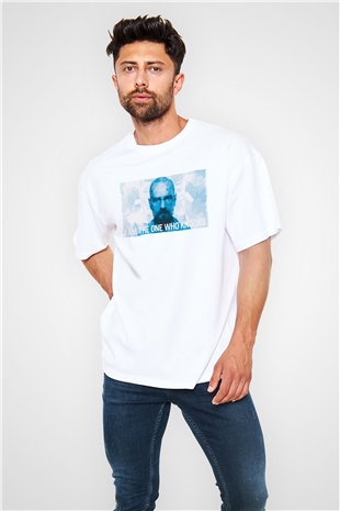 Unisex Heisenberg - Breaking Bad Baskılı Beyaz Oversize Tişört