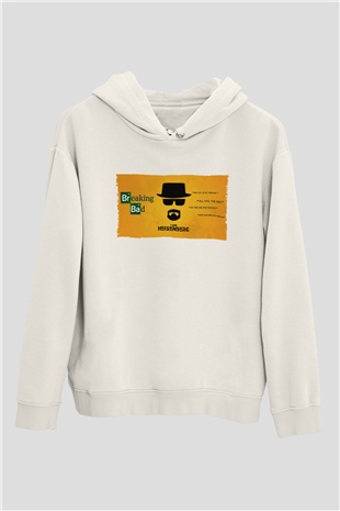 Unisex Heisenberg - Breaking Bad Baskılı Beyaz Kapüşonlu Sweatshirt