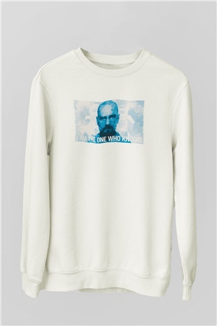 Unisex Heisenberg - Breaking Bad Baskılı Beyaz Sweatshirt