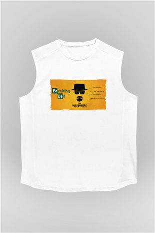 Unisex Heisenberg - Breaking Bad Baskılı Beyaz Kolsuz Tshirt
